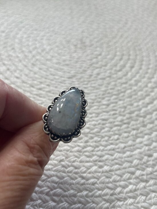 Gorgeous RAINBOW MOONSTONE Handmade Sterling 925 Ring Size 5 #878D - Picture 2 of 3